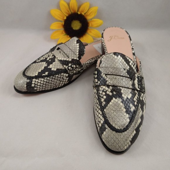 J. Crew Shoes - J.Crew Womens Academy Snake Leather Penny Loafers 6